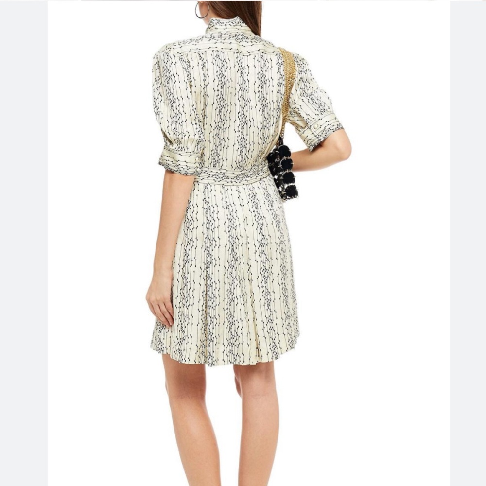 Sandro Shirel satin viscose dress in ecru/black - Picture 4 of 13
